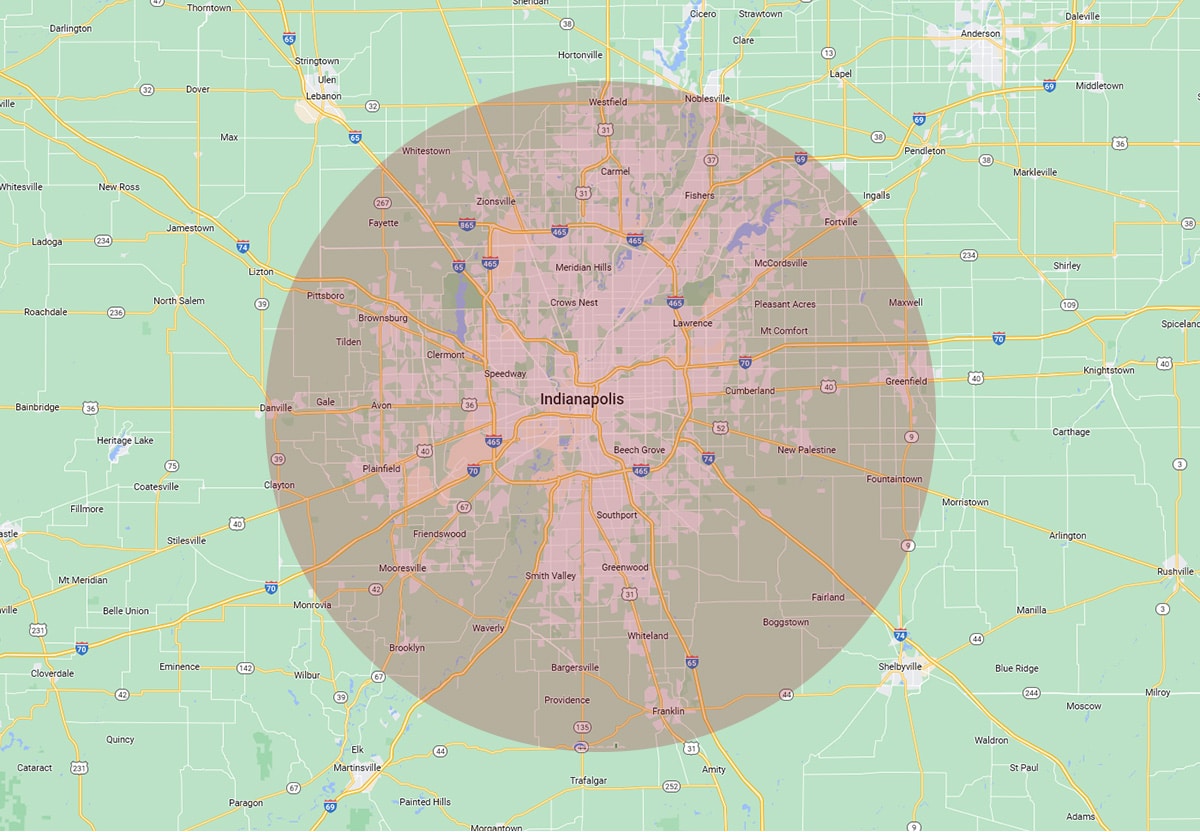 Beeson Construction, Inc. heat map of service area